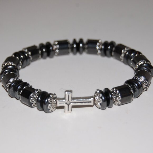 Cross Bracelet,Rosary Bracelet,Magnetic Bracelet,Cross Rosary Bracelet,Magnetic - Picture 3 of 3